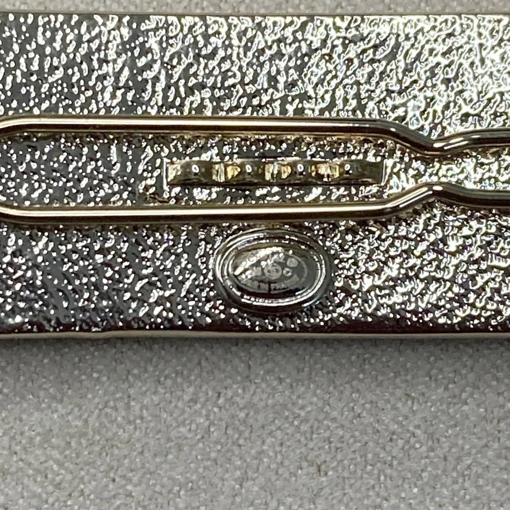 CHANEL Navy and Silver Logo Hair Clip